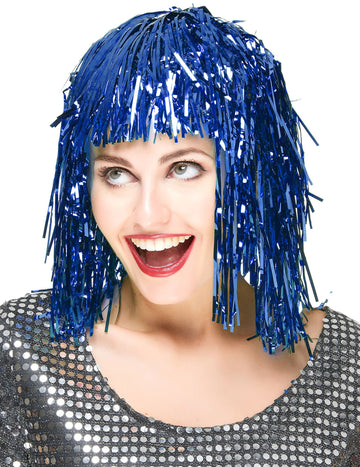 Felnőtt kék fém paróka