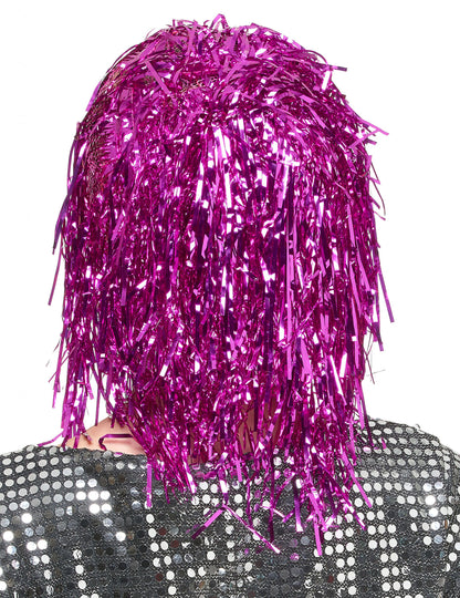 Perruque métallique fuchsia adulte