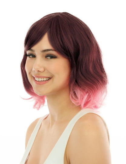 Luxus felnőtt rózsaszín batikolt félhosszú paróka