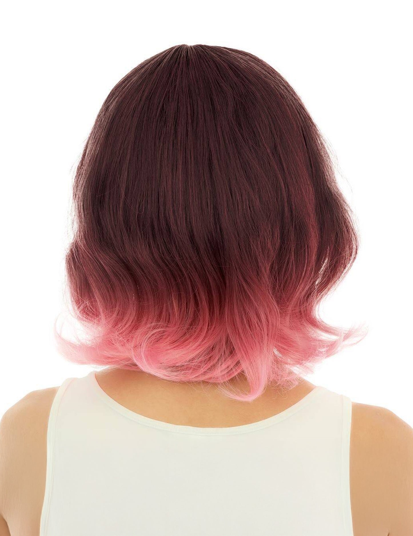 Luxus felnőtt rózsaszín batikolt félhosszú paróka