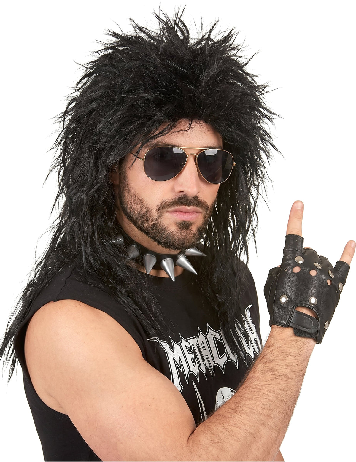 Kemény fekete rocker fekete paróka