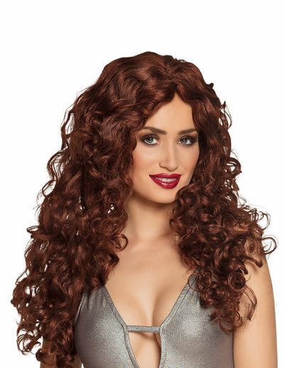 Perruque ondulée longue pour femme rousse
