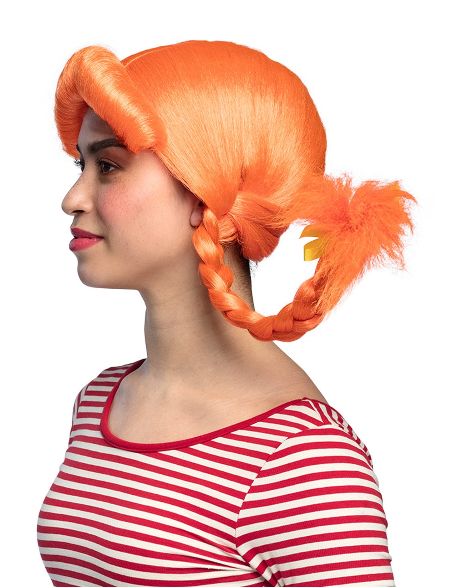 A női narancssárga paróka profilból