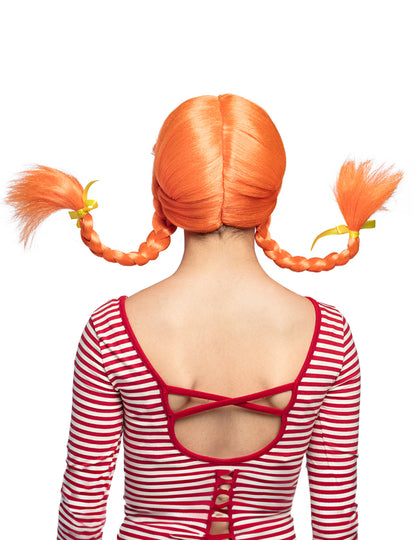 A női narancssárga paróka hátulról