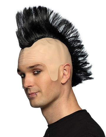 Fekete punk frizura férfiaknak kopasz koponyával