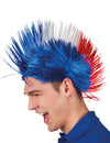 Perruque punk France pour homme bleu blanc rouge