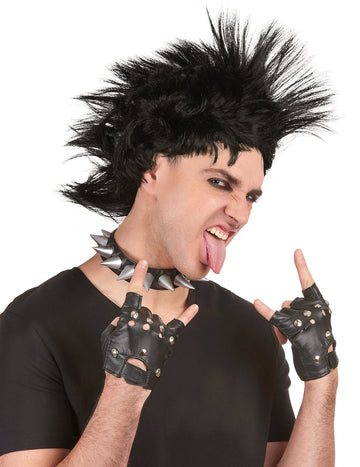 Férfi fekete punk paróka