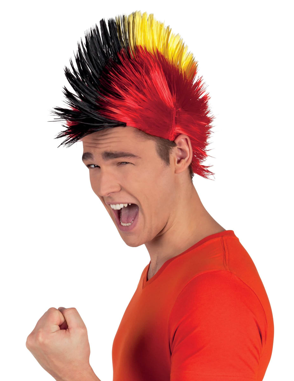 punk szurkoló belgium felnőtt fekete sárga piros paróka
