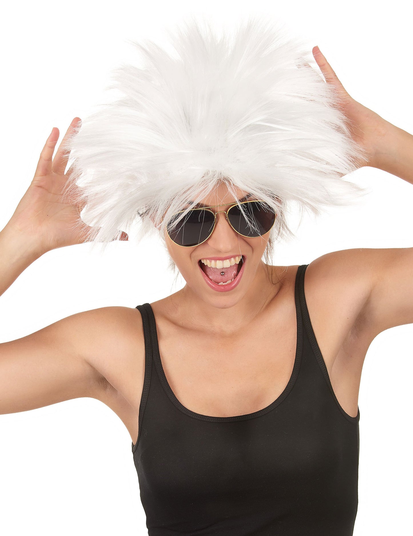 Perruque rockstar pour femme blanche ébouriffée