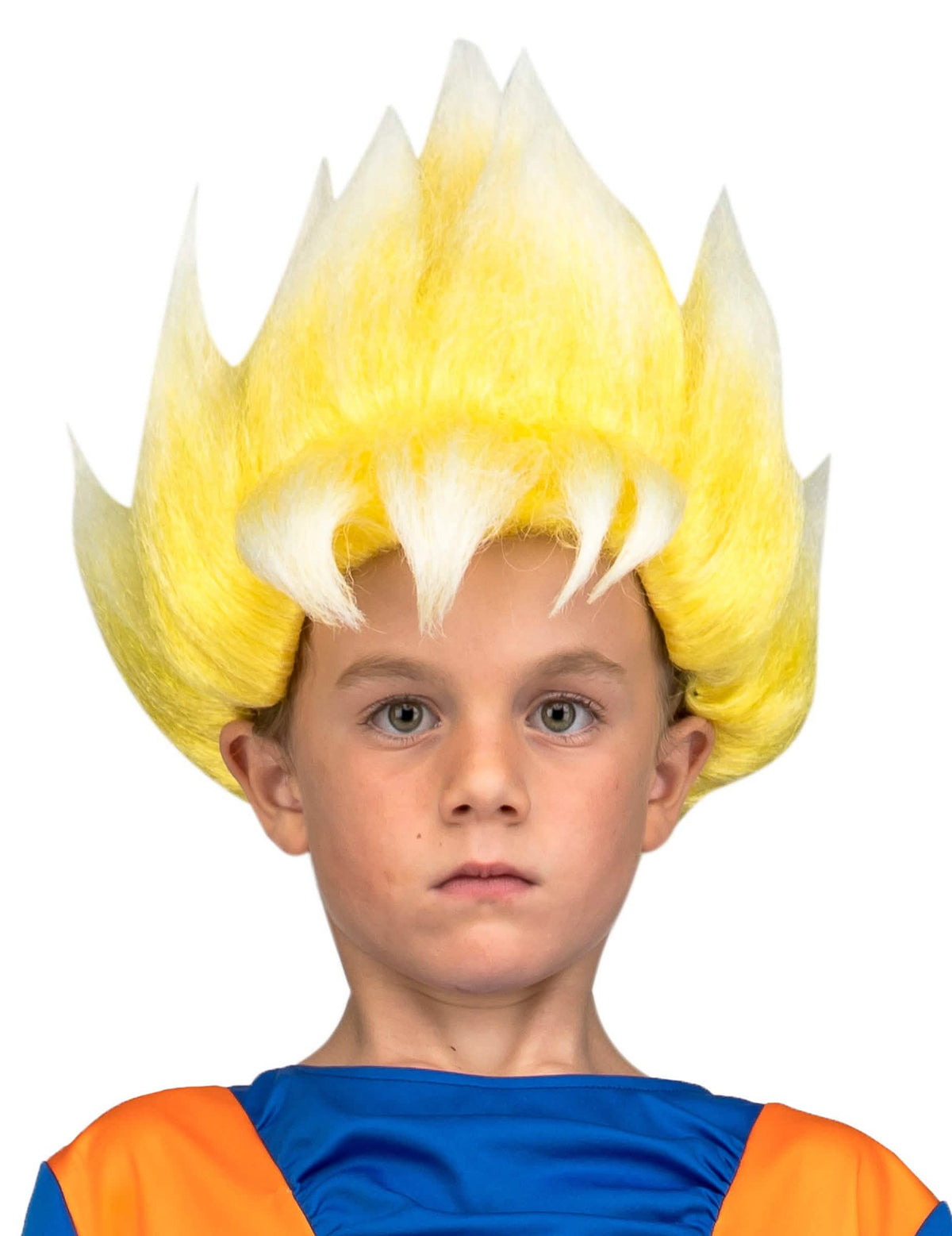Dragon Ball™ Super Saiyan Goku gyermek sárga és fehér hegyes paróka
