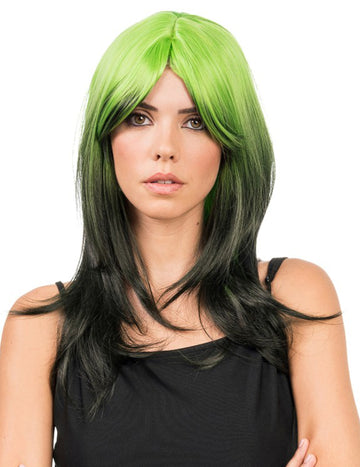 Felnőtt zöld és fekete nyakkendő és festék paróka