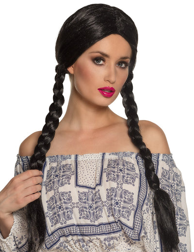 Perruque tresses pour adulte noire
