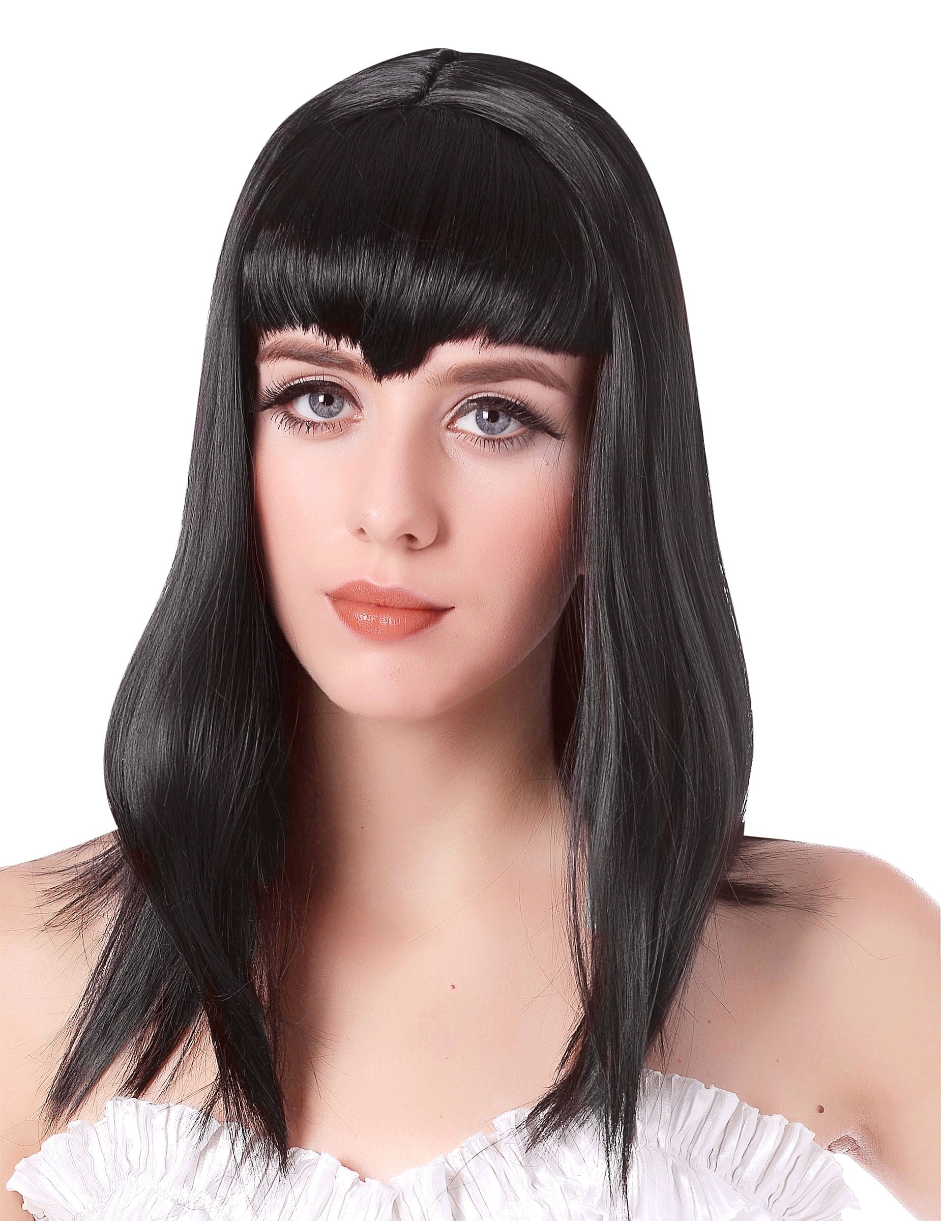 Perruque vampire pour femme noire avec frange en pointe