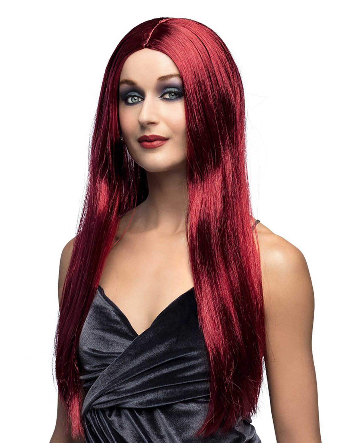 Perruque vampire longue pour femme pourpre lisse
