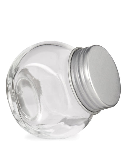 Kis üvegedény 5 cm -es acél burkolattal