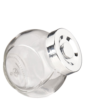 Petit pot en verre avec couvercle pour décoration de fête transparent et argenté