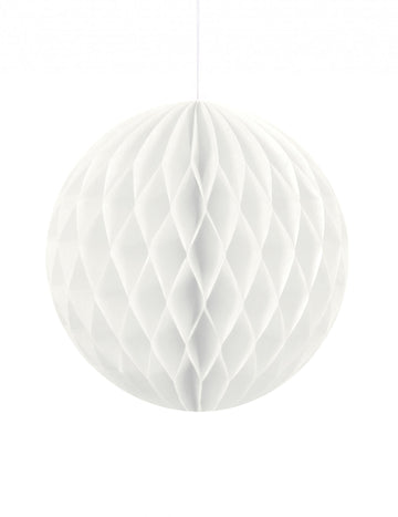 Kis fehér méhsejt papírgömb 12 cm ünnepi dekorációhoz 