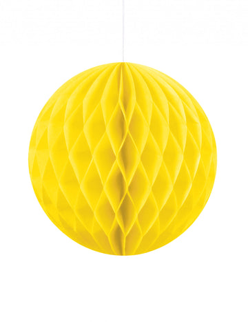 Kis sárga méhsejtpapír gömb 10 cm felakasztható 