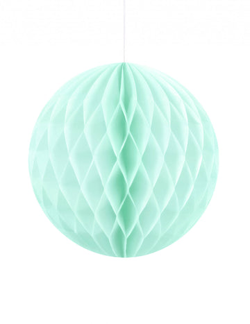 Kis mentazöld, méhsejt mintás papírgömb 10 cm, felakasztható 