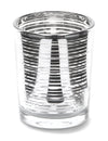 Photophore en verre à rayures pour bougie argenté