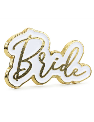 Pin's bride pour evjf blanc et doré en métal