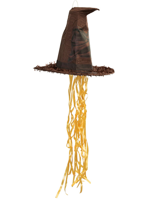 Piñata Choixpeau Harry Potter pour enfant marron avec rubans jaunes