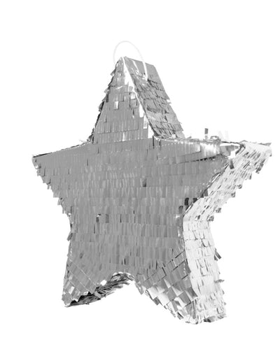 Pinata étoile pour fête argentée à garnir