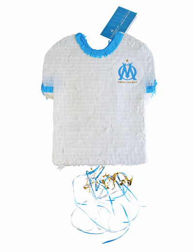 Pinata maillot OM pour enfant et adulte blanche et bleue