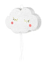 Pinata nuage pour enfant blanche à ficelles avec yeux dorés