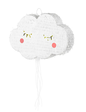Fehér felhő piñata zsinórokkal, 50 x 32 cm