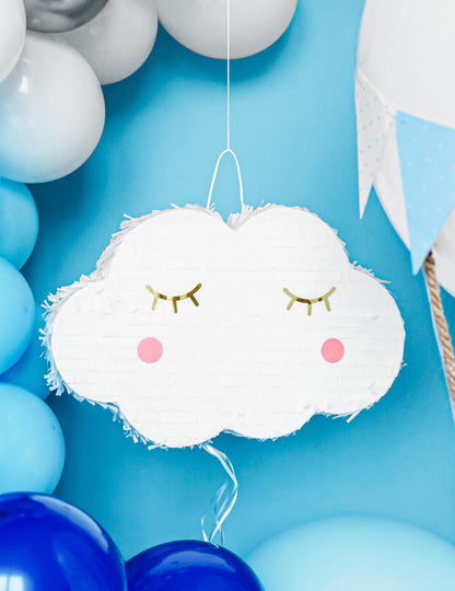 Fehér felhő piñata zsinórokkal, 50 x 32 cm