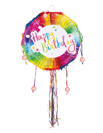 Többszínű kerek piñata boldog születésnapot 40 cm