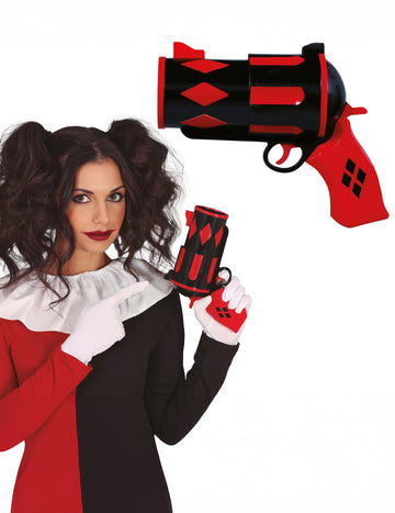 Piros és fekete harlequin pisztoly