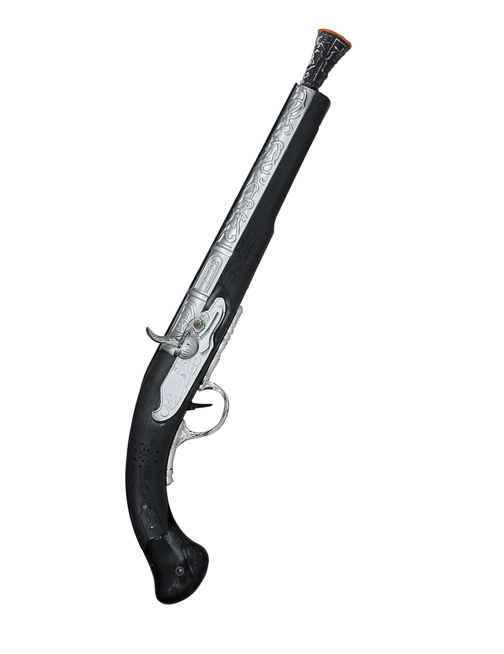 Pistolet pirate pour adulte noir et argenté avec gravures