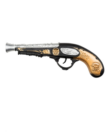 Fekete és arany kalóz pisztoly 28 cm