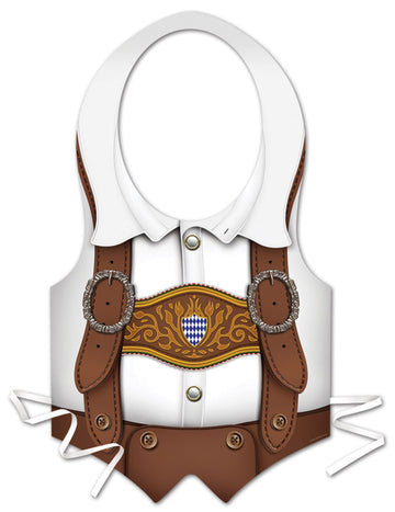 Tablier plastique bavarois fête de la bière pour homme blanc et marron