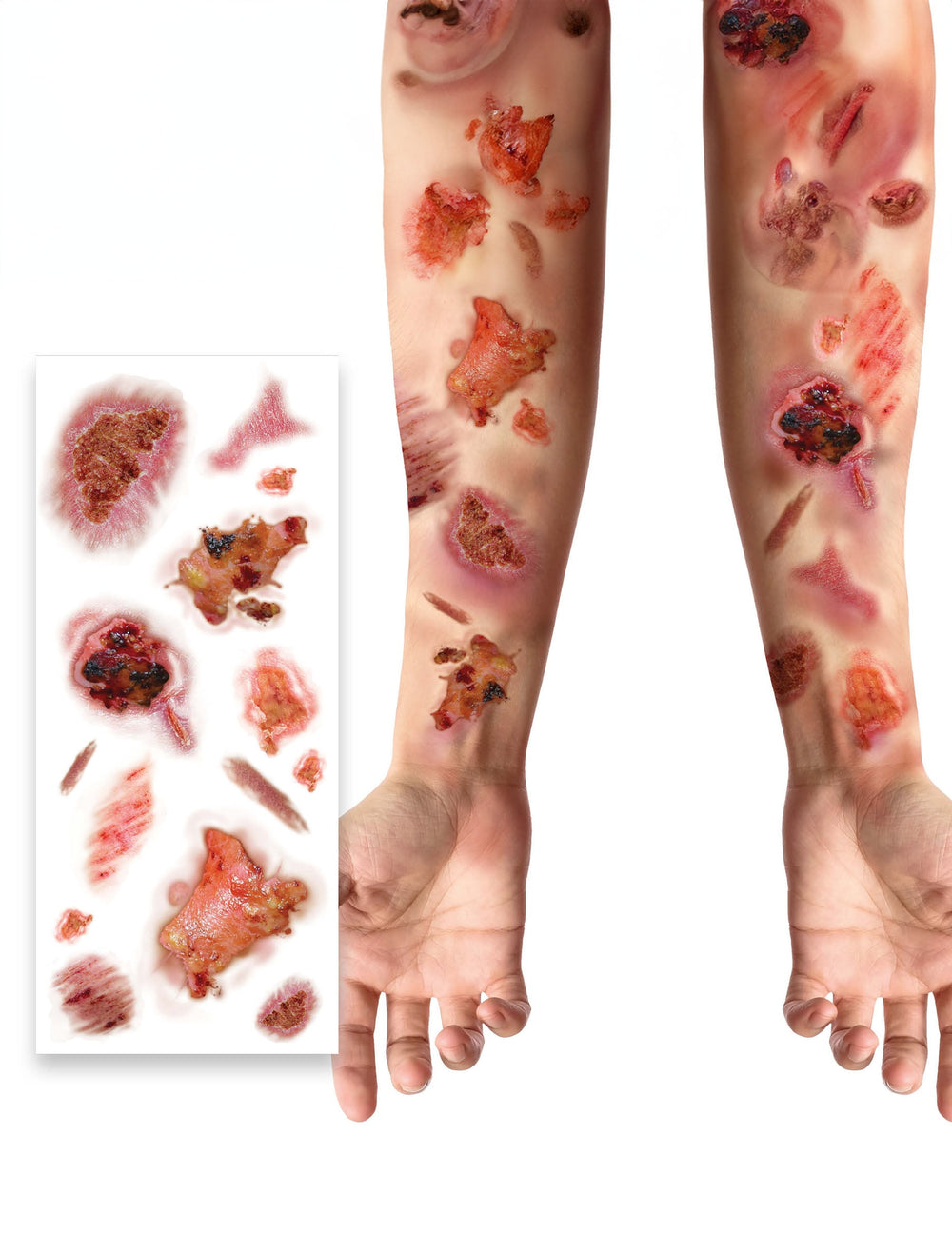 Planche de tatouages plaies infectées pour adulte effet réaliste rouge