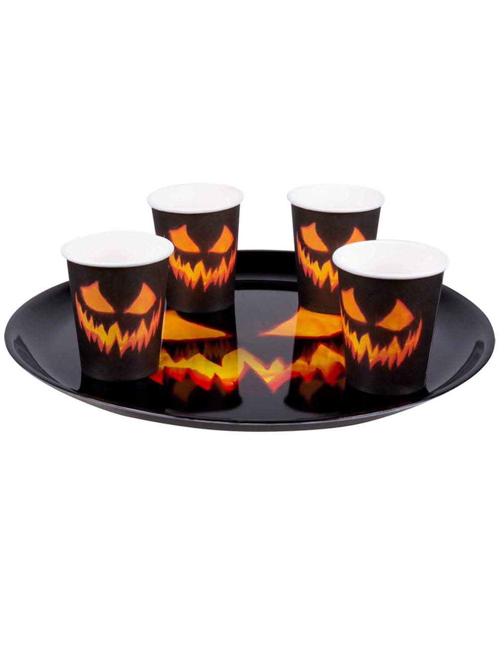 kerek, ijesztő tök tálca halloweenra fekete és narancssárga