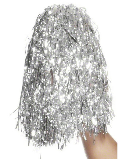 Pompons de cheerleader pour supporter argent métallique