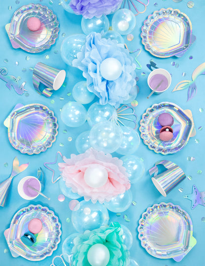 Kék selyempapírból készült függő pompon 25 cm