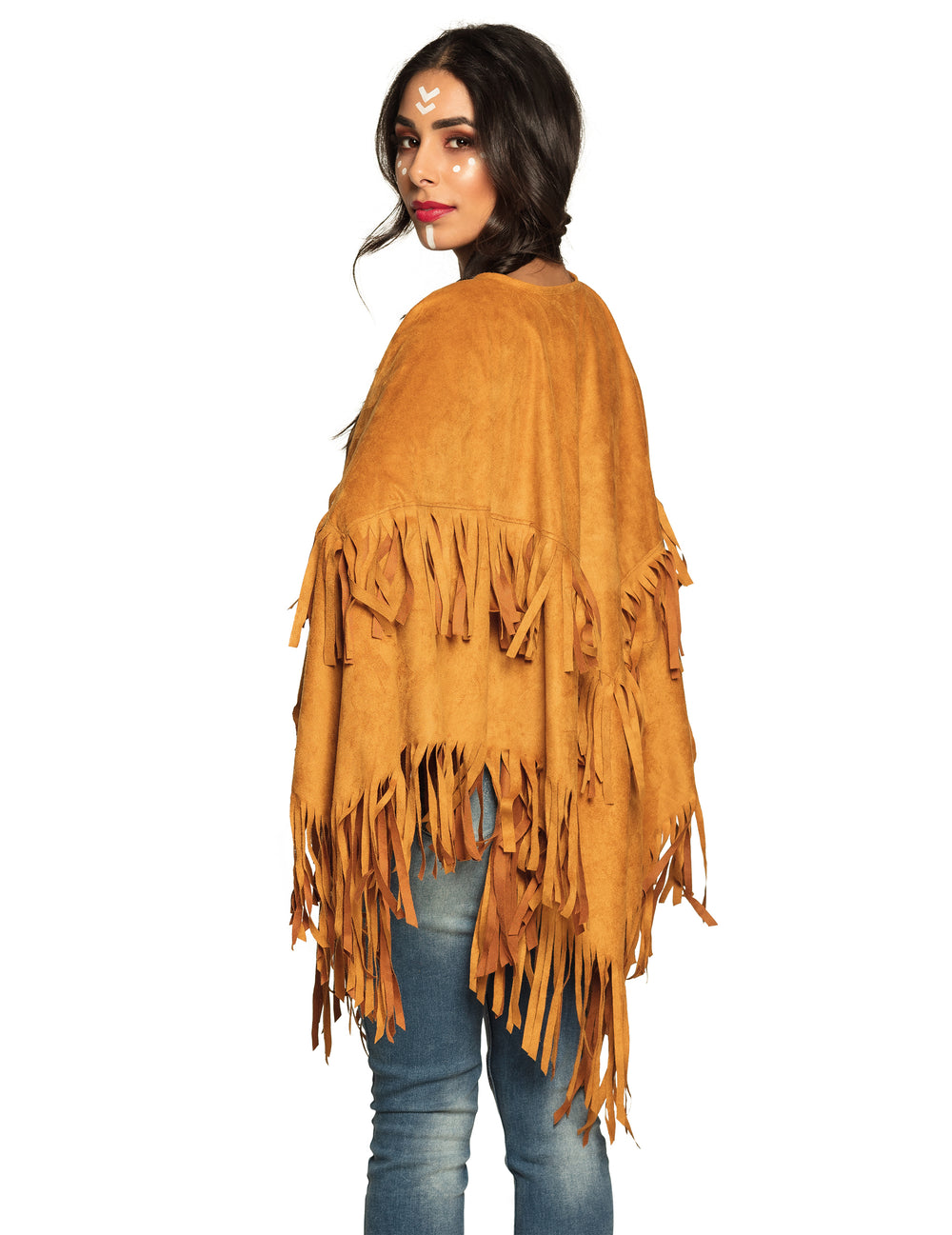 Vue de dos du poncho indien à franges