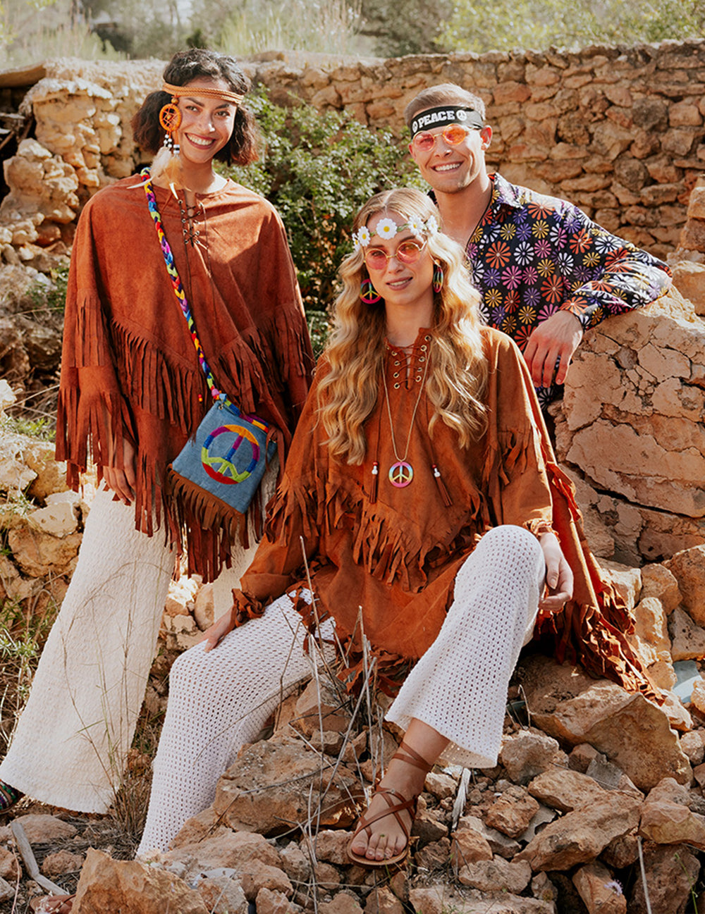 Mise en situation du poncho indien à franges