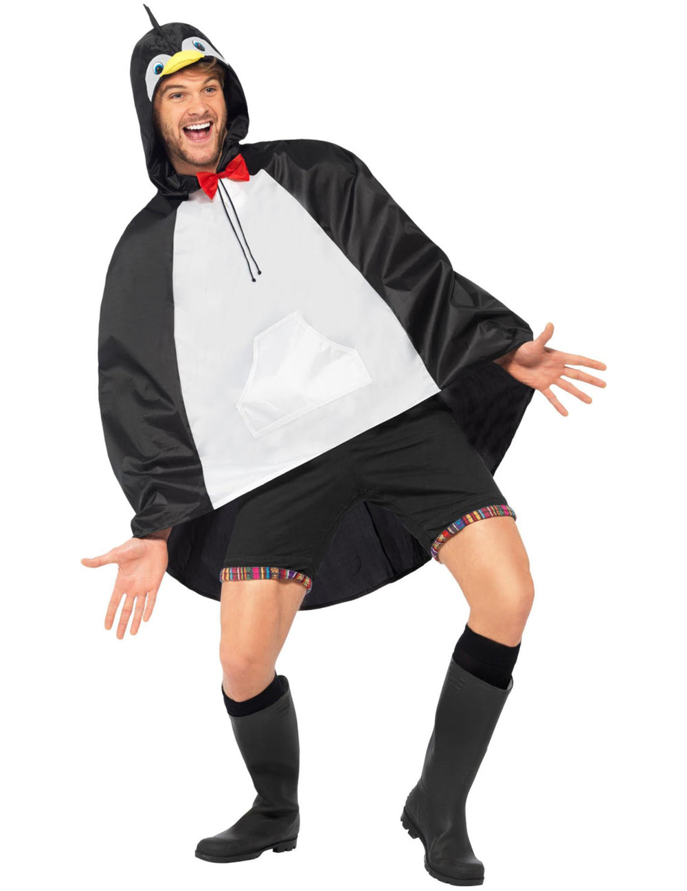 Mise en situation du poncho pingouin pour adulte
