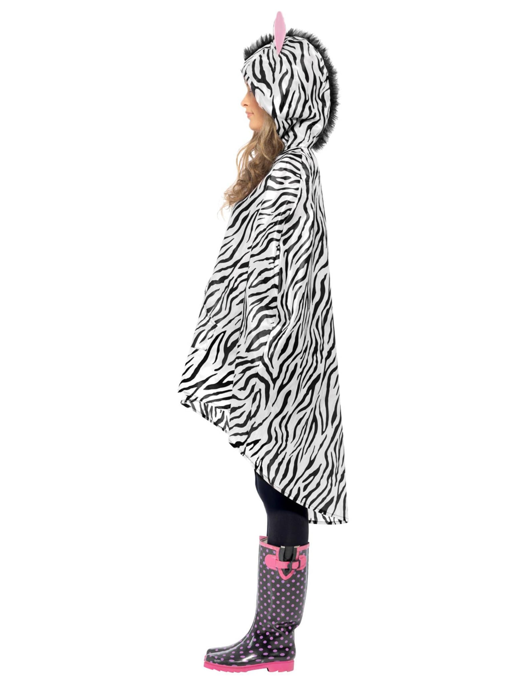 Vue de profil du poncho zèbre pour adulte