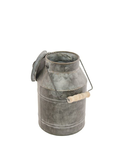 Cink tejeskanna fedővel 22 cm vidéki vintage dekoráció