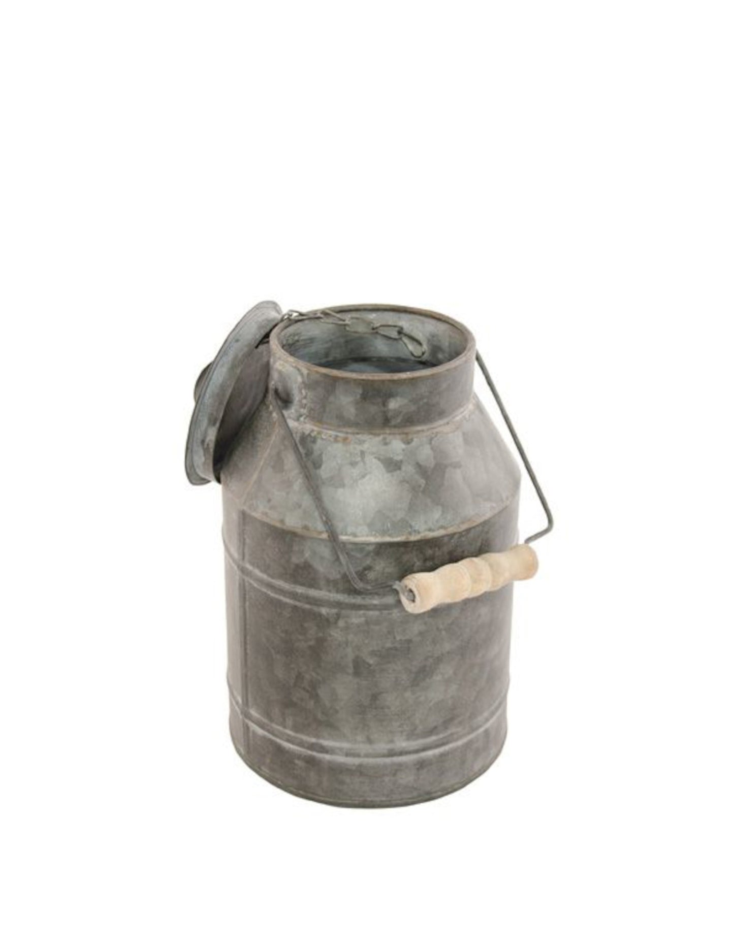 Cink tejeskanna fedővel 22 cm vidéki vintage dekoráció