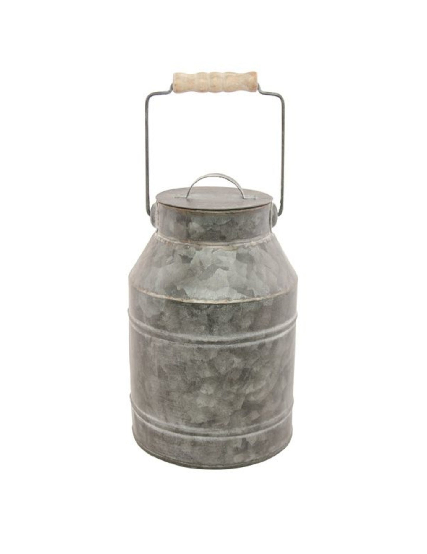 Cink tejeskanna fedővel 22 cm vidéki vintage dekoráció