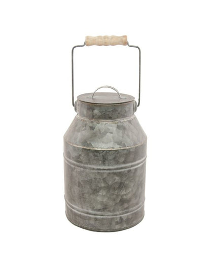 Cink tejeskanna fedővel 22 cm vidéki vintage dekoráció