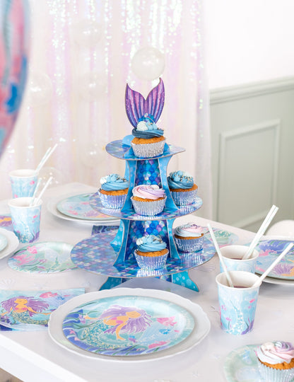 Cupcake kijelző kék lila sziréna 40 cm