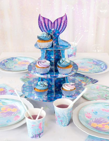 Cupcake kijelző kék lila sziréna 40 cm